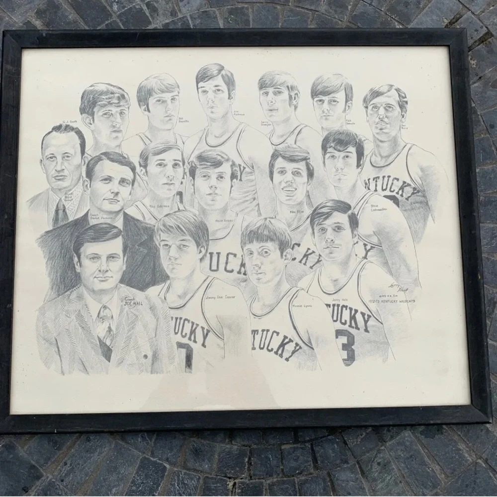 Vintage 1972 1973 Kentucky Wildcats Basketball Print Larry Frost Joe B. Hall